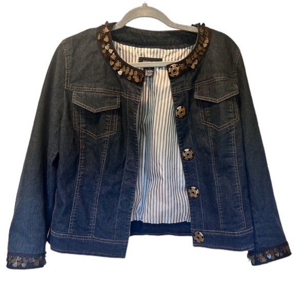 Focus 2000 Denim Jacket With Bronze Details. For women. Size 10 - Picture 1 of 10